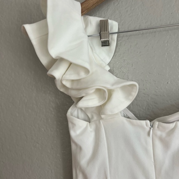 NWOT White One-Shoulder Ruffled Jumpsuit - Picture 8 of 8